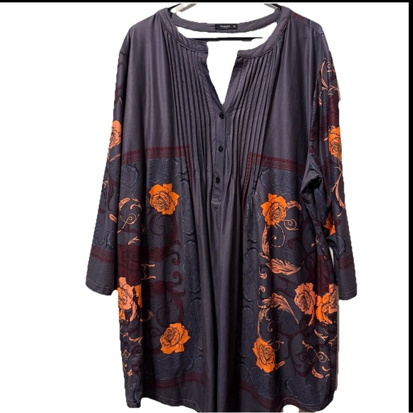 Reborn Tops - Reborn Top Women’s Plus Size 3XL Garden core Flowy Garden Core Stretch Blouse